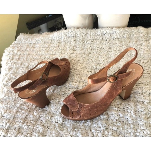 RARE Vtg Jeffery Campbell Handmade Cognac Leather Peep Toe Slingback Heels 9 - Picture 6 of 12